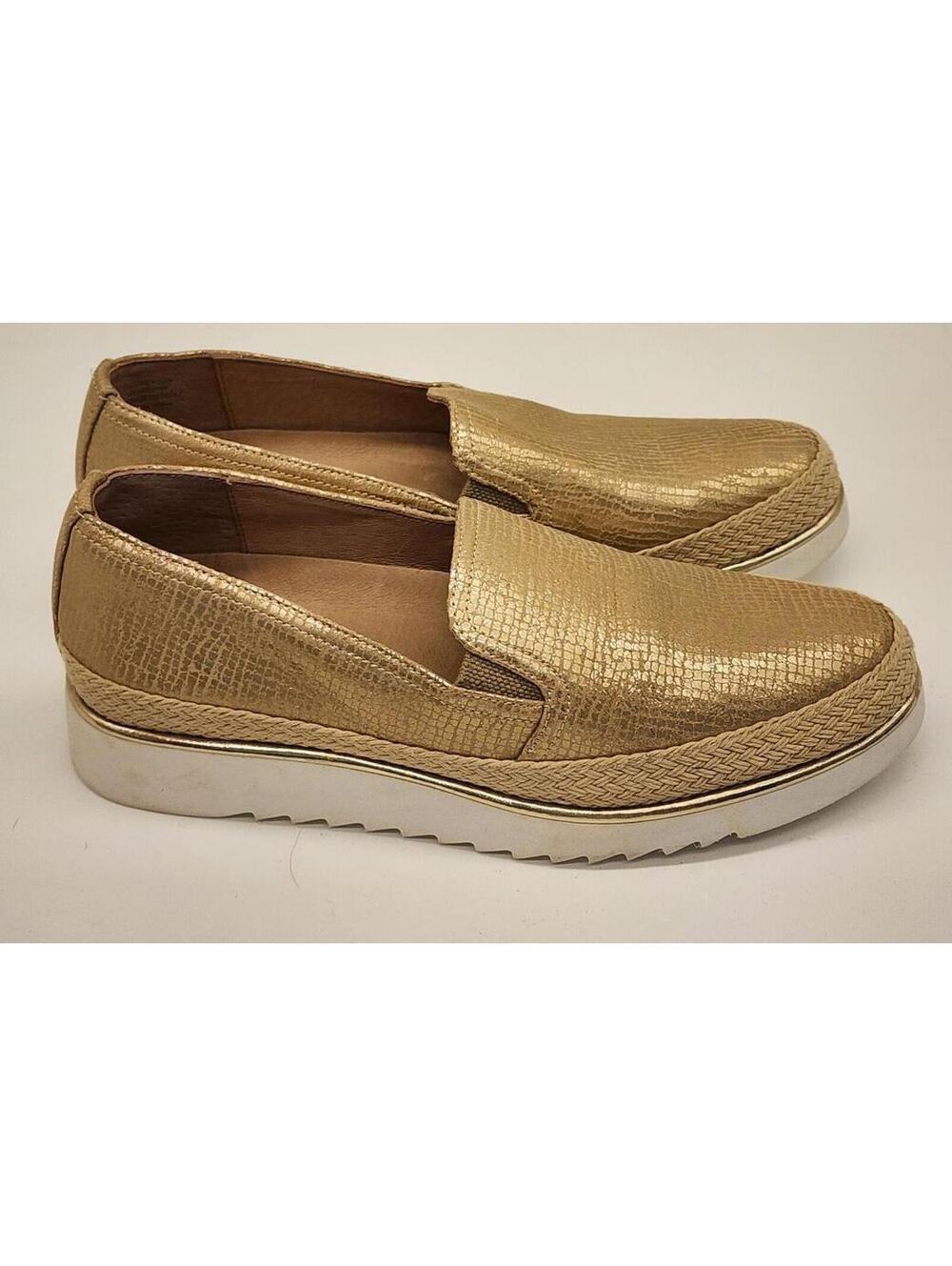 Donald Pliner Gold Metallic Loafers Women’s 8.5 Slip On Platform Shoes NEW